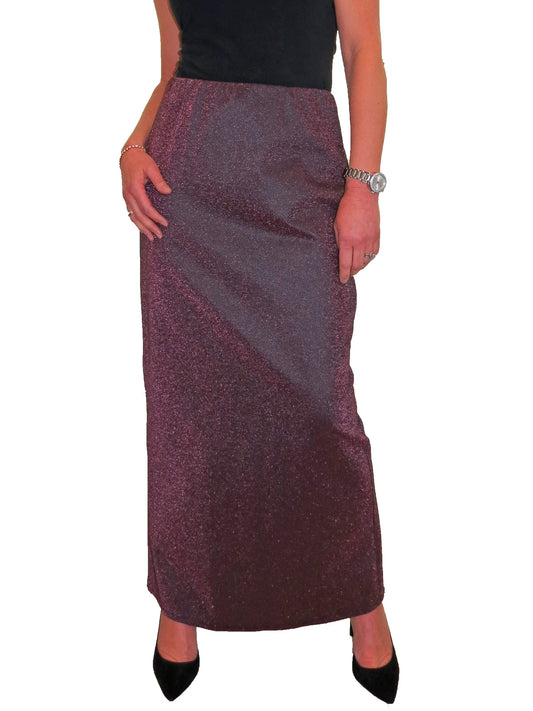 Glitter Soft Stretch Maxi Skirt Pink