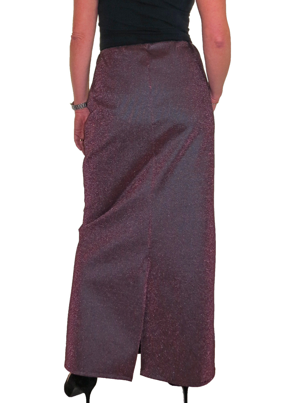 Glitter Soft Stretch Maxi Skirt Pink