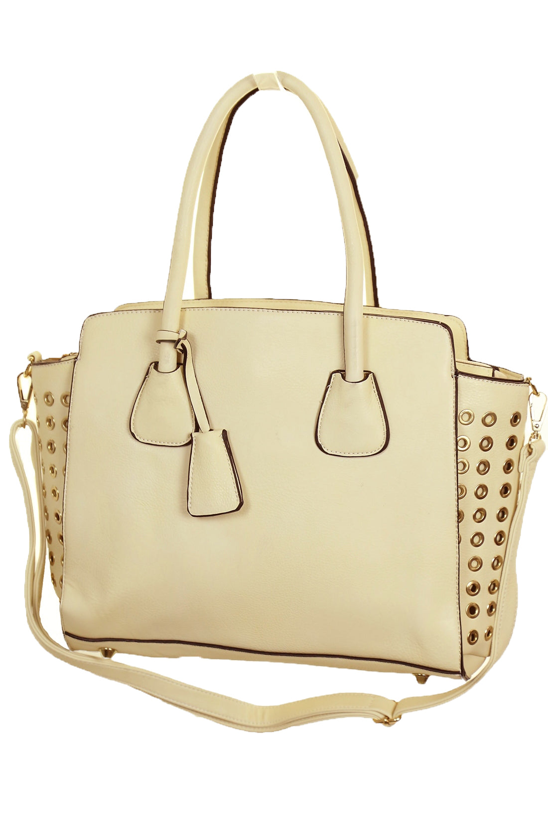 Light Beige Studded Tote Bag Beige