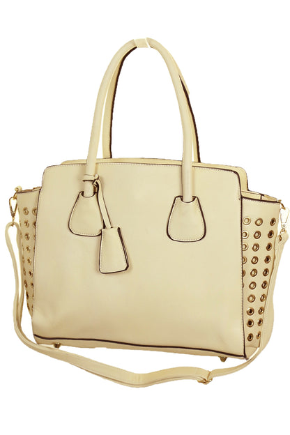 Light Beige Studded Tote Bag Beige