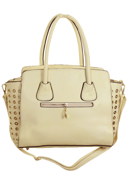 Light Beige Studded Tote Bag Beige