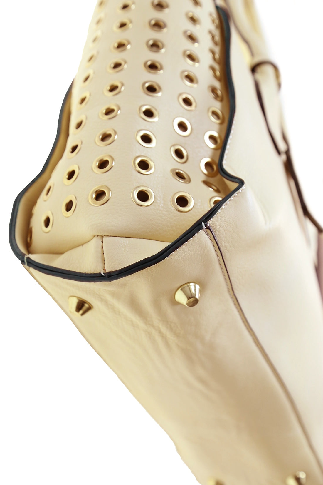 Light Beige Studded Tote Bag Beige
