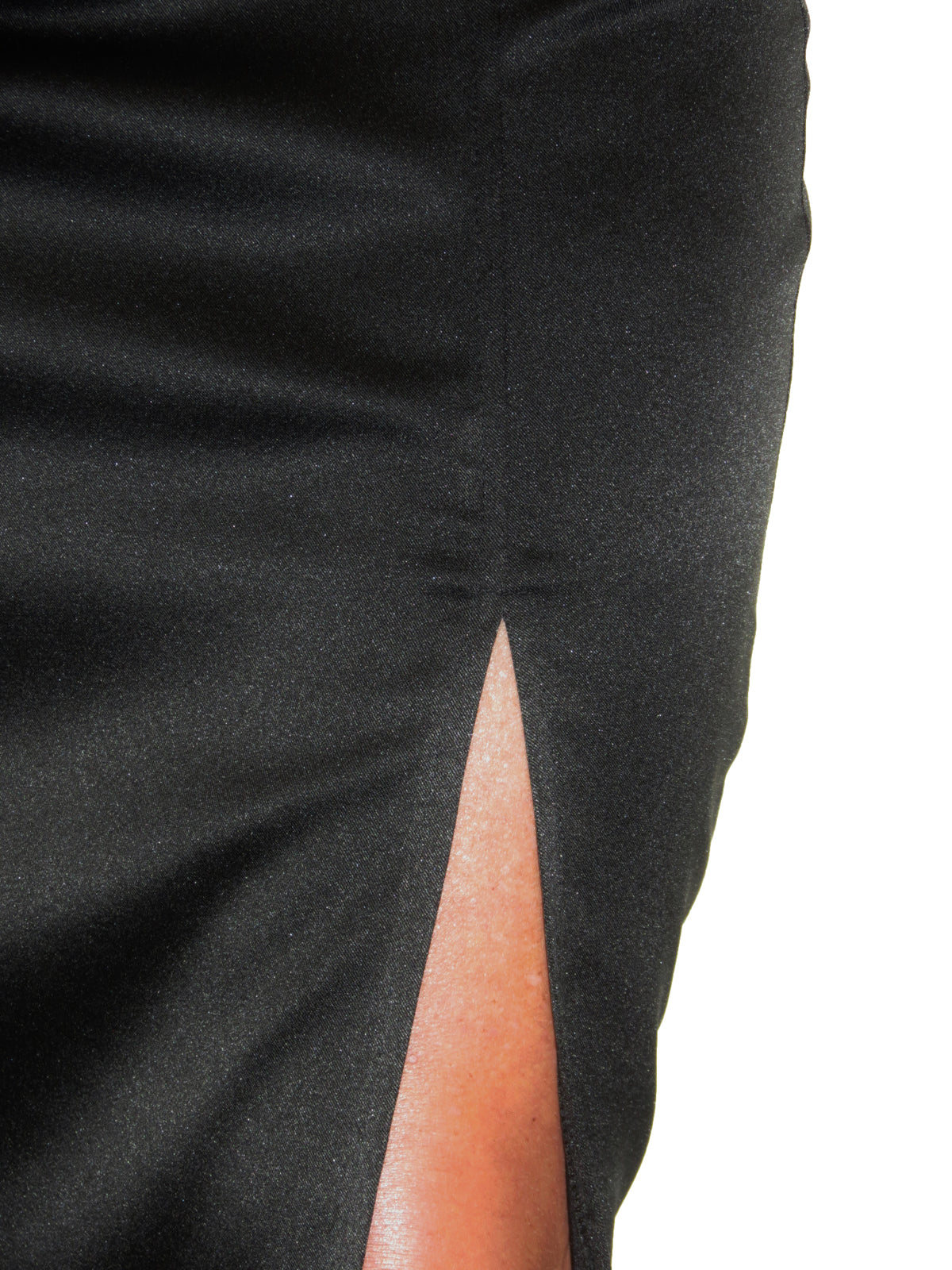 Women's Smart Thigh Split Bodycon Satin Skirt Black