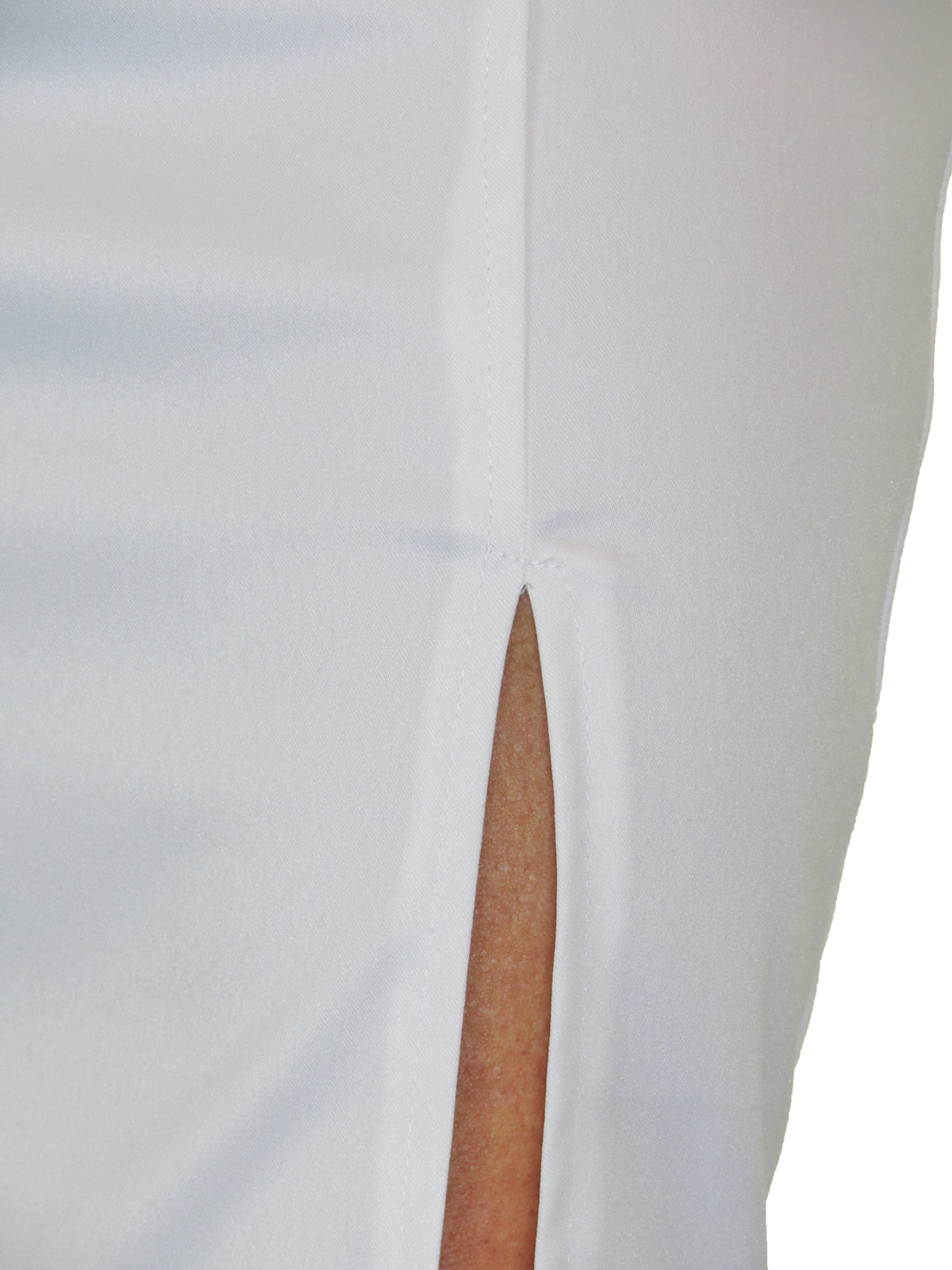 Women's Smart Thigh Split Bodycon Satin Skirt White