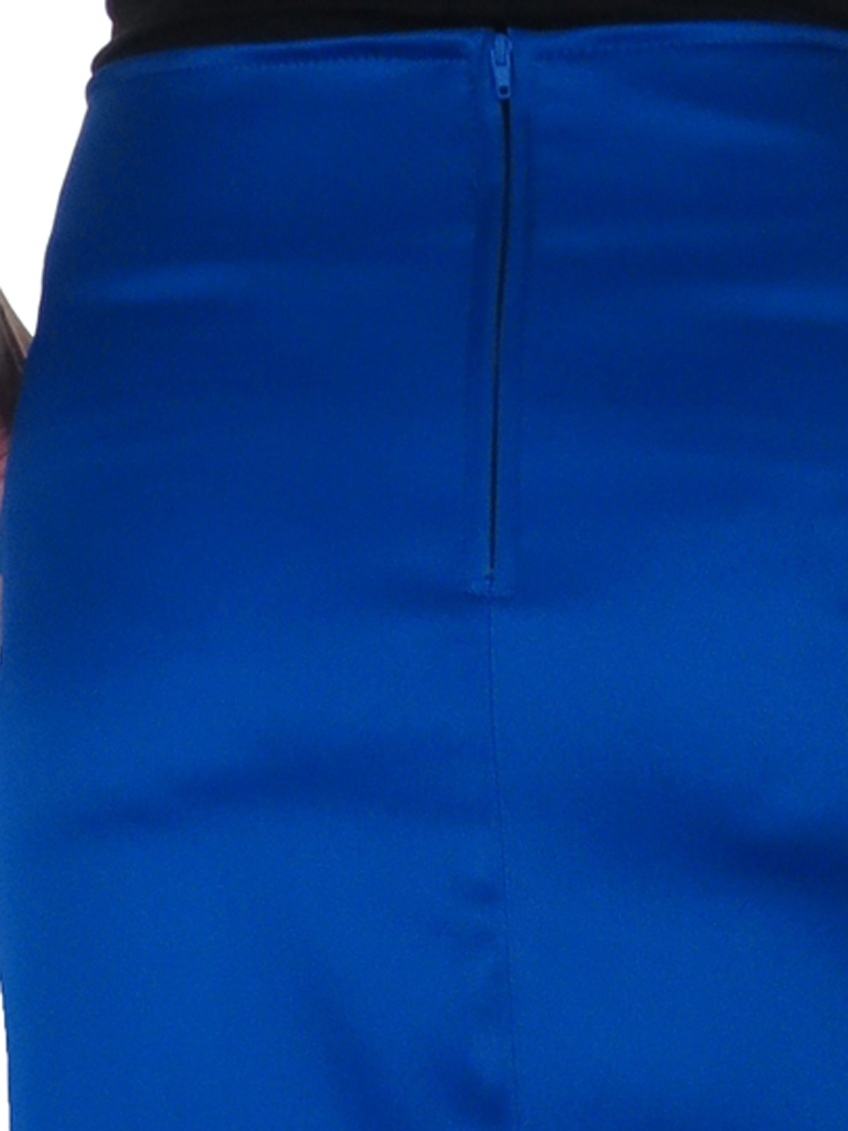 Women's Smart Thigh Split Bodycon Satin Skirt Royal Blue