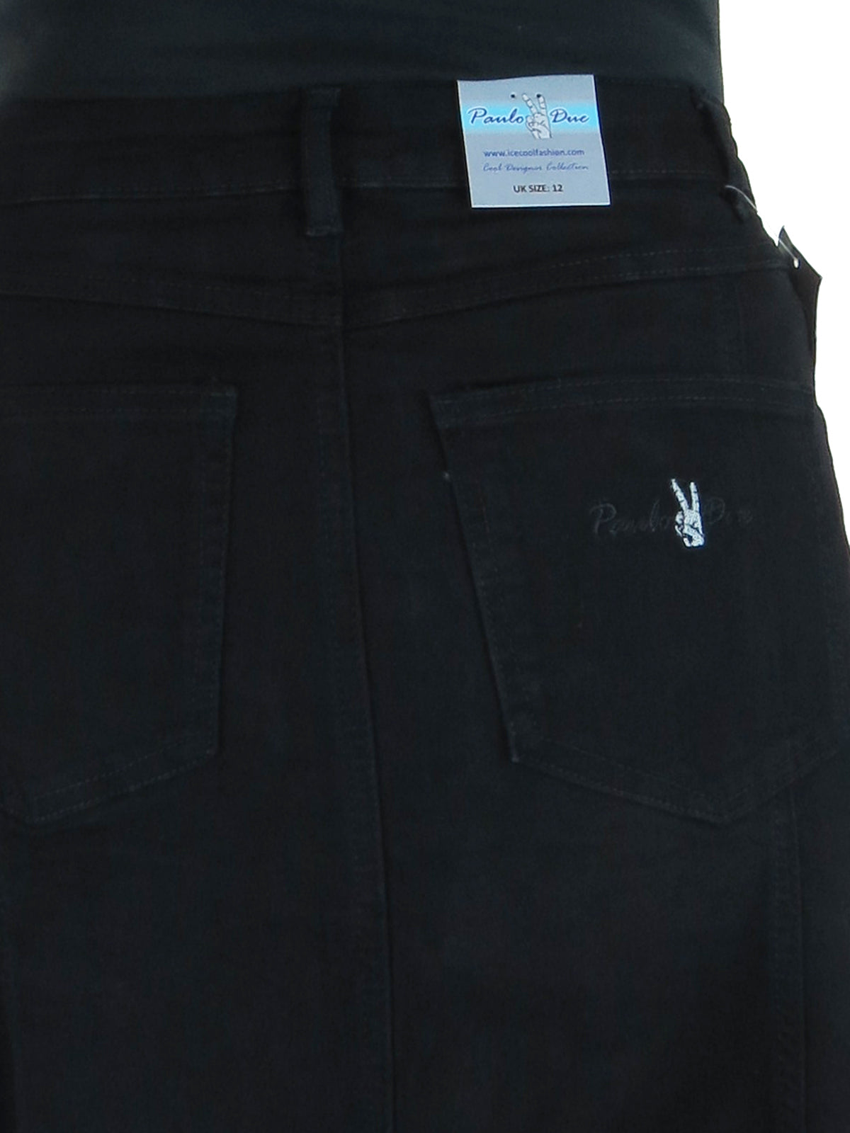 Stretch Denim Flared Maxi Skirt Black