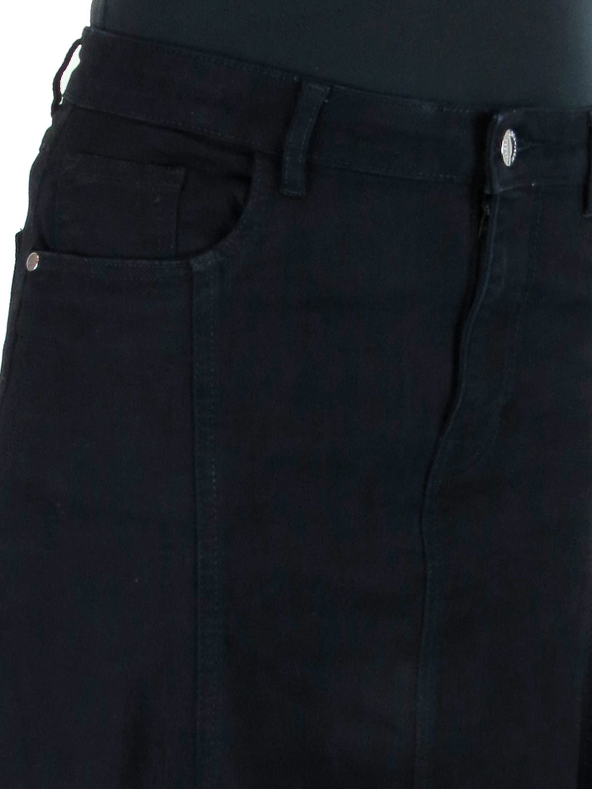 Stretch Denim Flared Maxi Skirt Black