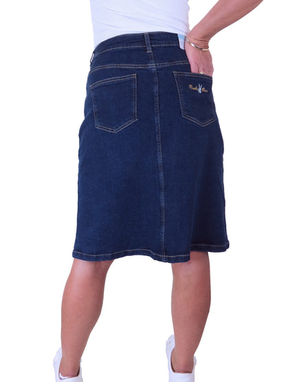 Women's Stretch Denim A Line Skirt Indigo Dark Blue
