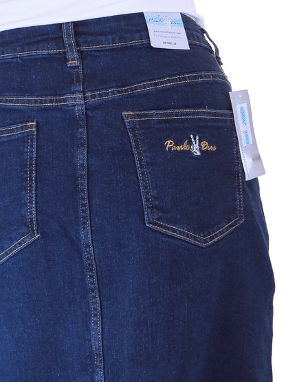 Women's Stretch Denim A Line Skirt Indigo Dark Blue