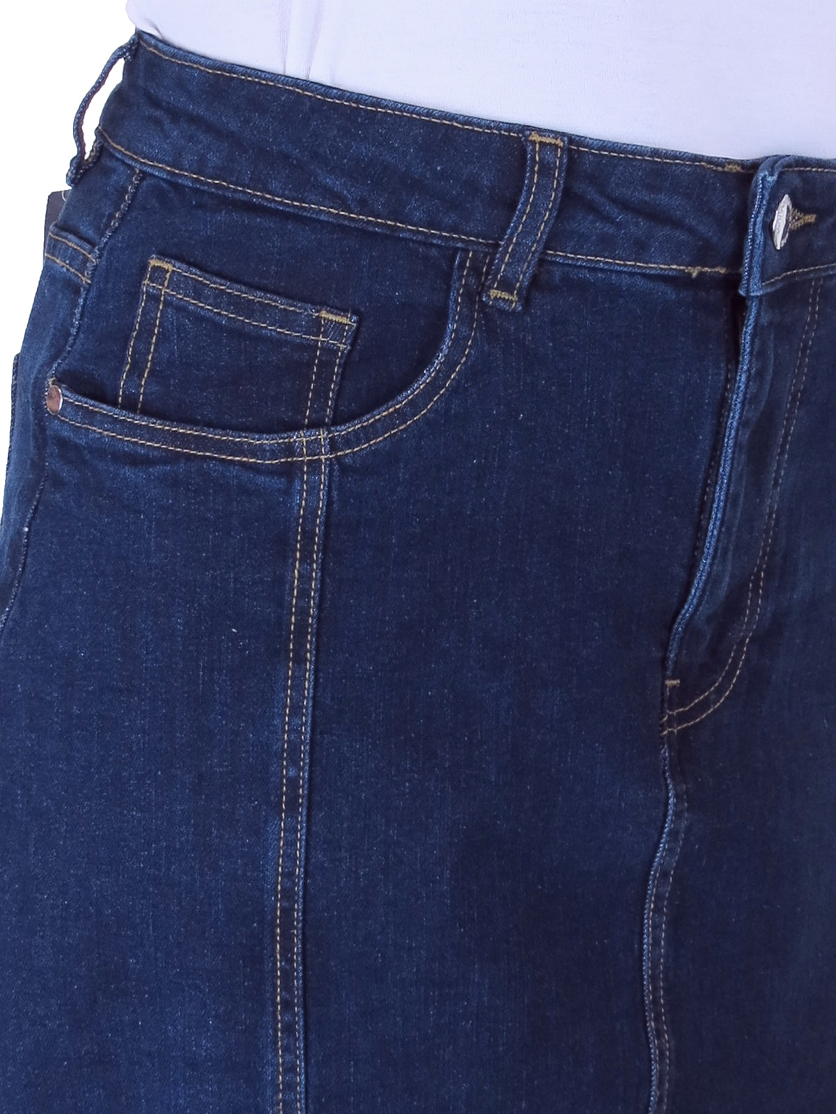 Women's Stretch Denim A Line Skirt Indigo Dark Blue