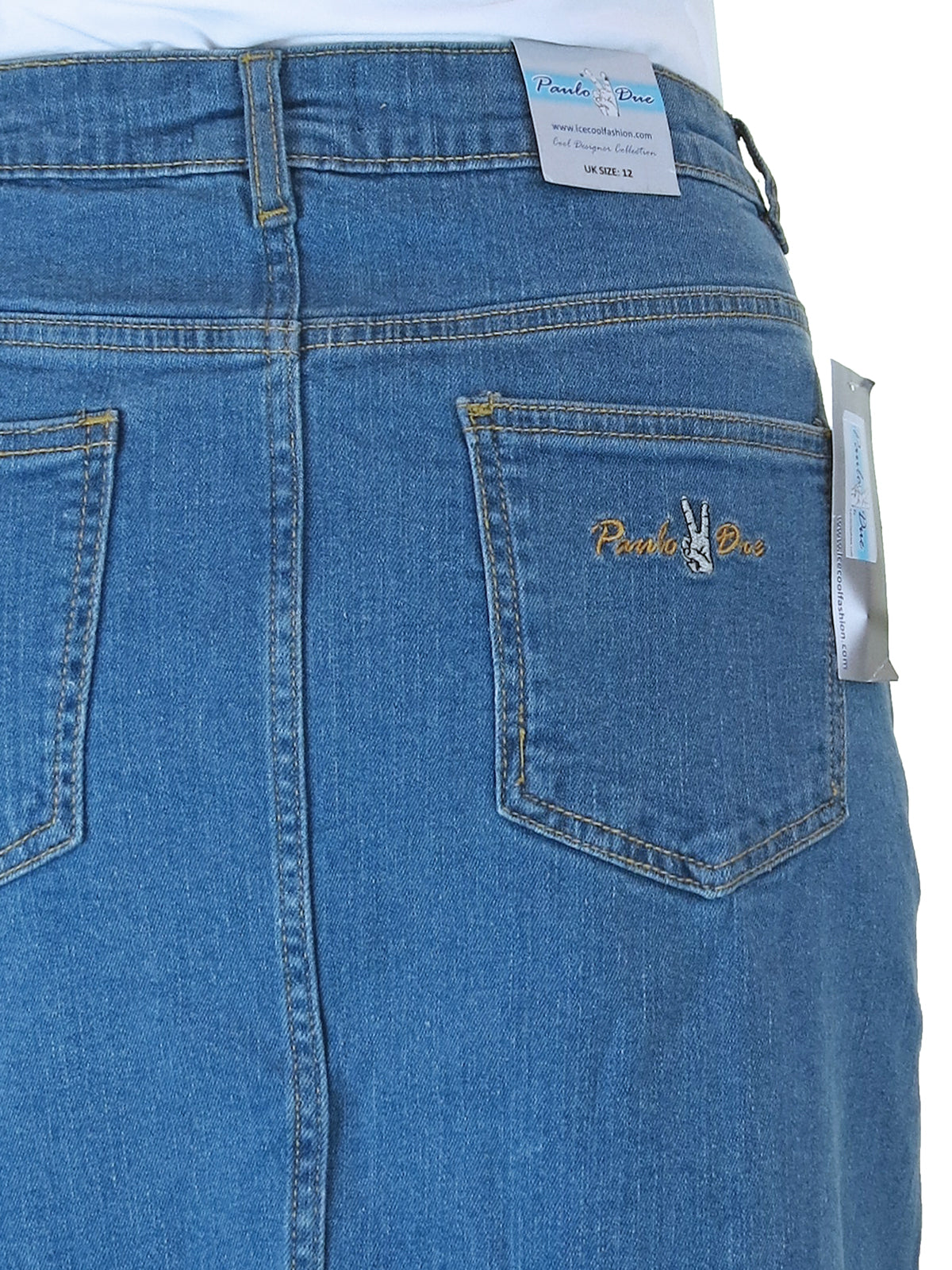 Women's Stretch Denim A Line Skirt Mid Blue