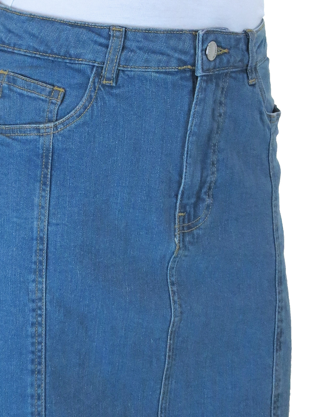 Women's Stretch Denim A Line Skirt Mid Blue