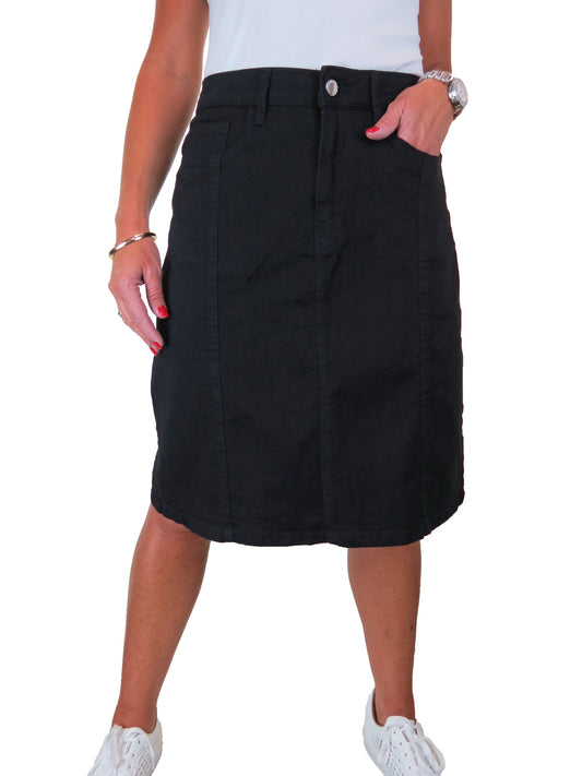 Women's Stretch Denim A Line Skirt Black