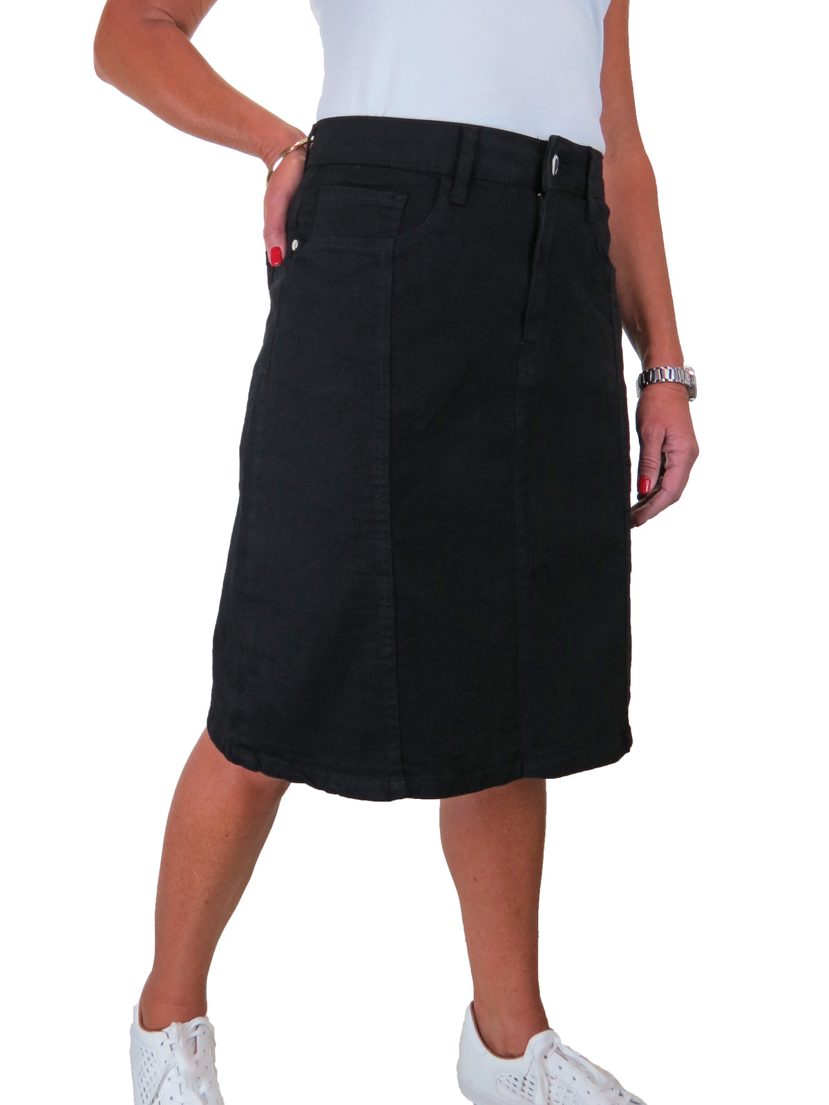 Women's Stretch Denim A Line Skirt Black