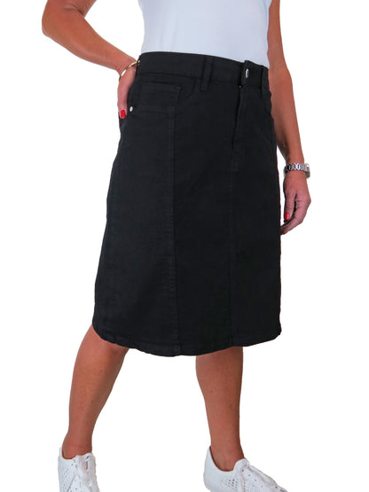 Women's Stretch Denim A Line Skirt Black