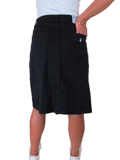 Women's Stretch Denim A Line Skirt Black