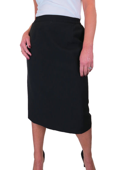 Fully Lined Smart Pencil Skirt With Elastic Waist Black