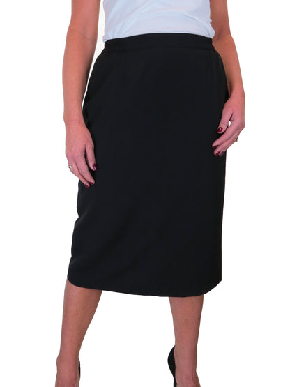 Fully Lined Smart Pencil Skirt With Elastic Waist Black