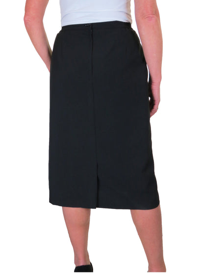 Fully Lined Smart Pencil Skirt With Elastic Waist Black