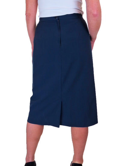 Fully Lined Smart Pencil Skirt With Elastic Waist Navy Blue