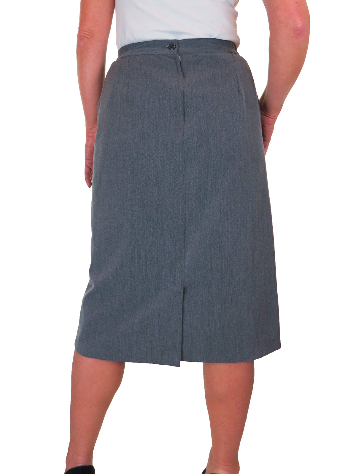 Fully Lined Smart Pencil Skirt With Elastic Waist Marl Grey