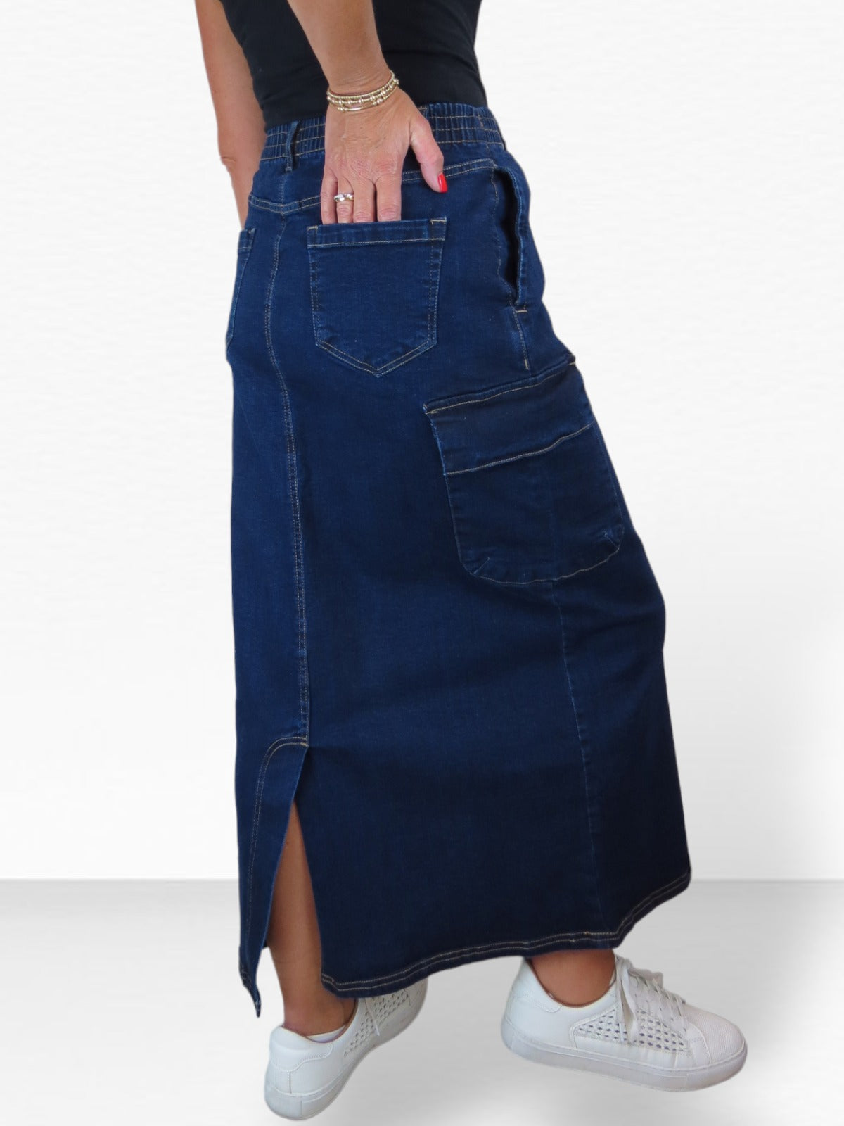 Women's Cargo Maxi Skirt Indigo Dark Blue