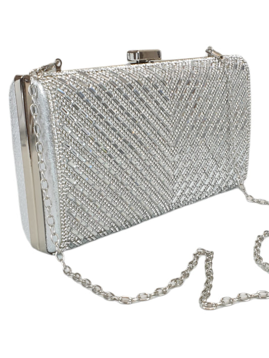 Diamante Clutch Bag Silver