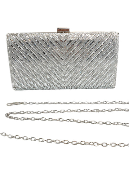 Diamante Clutch Bag Silver