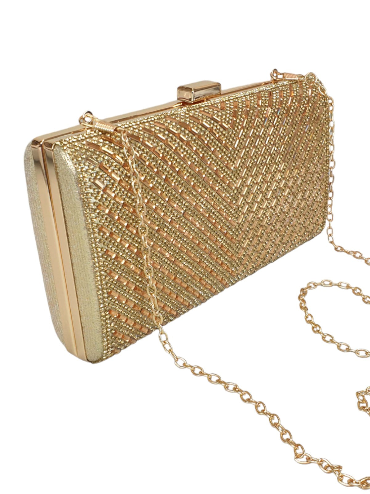 Diamante Clutch Bag Gold