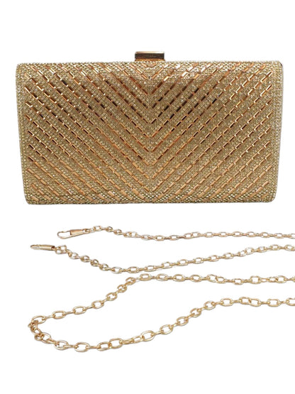 Diamante Clutch Bag Gold