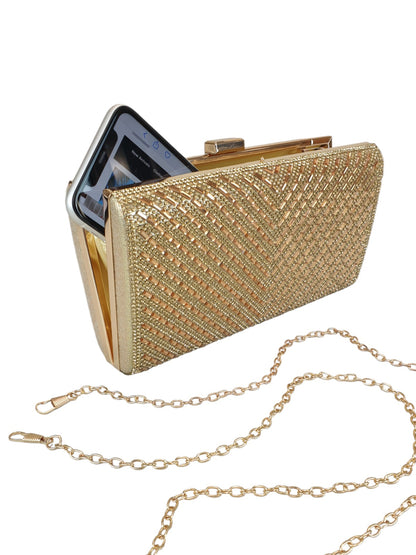 Diamante Clutch Bag Gold