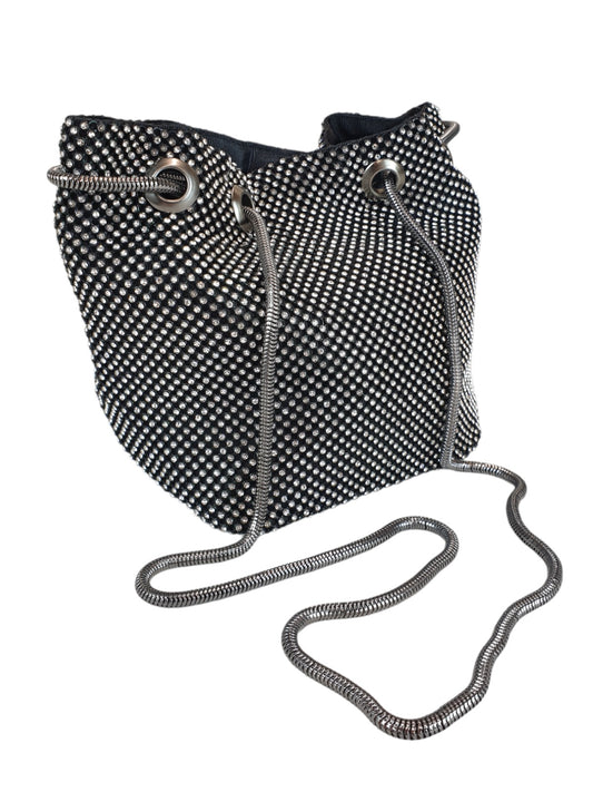 Diamante Crystal Bucket Bag Black