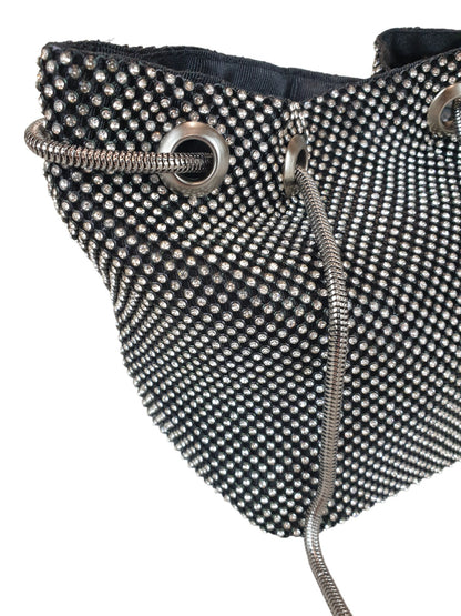 Diamante Crystal Bucket Bag Black