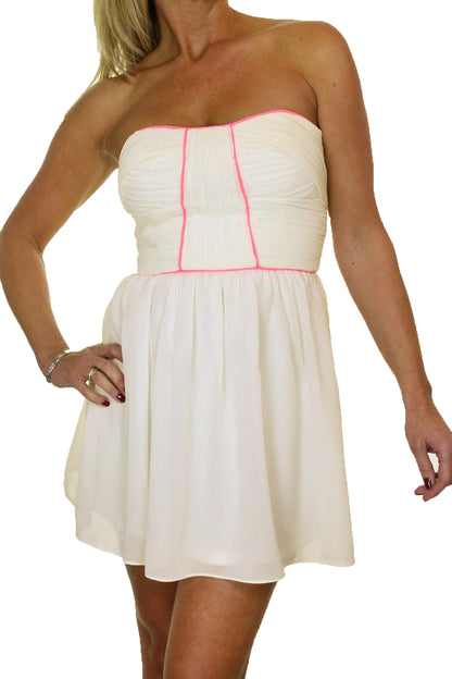 Strapless Skater Style Chiffon Dress Cream