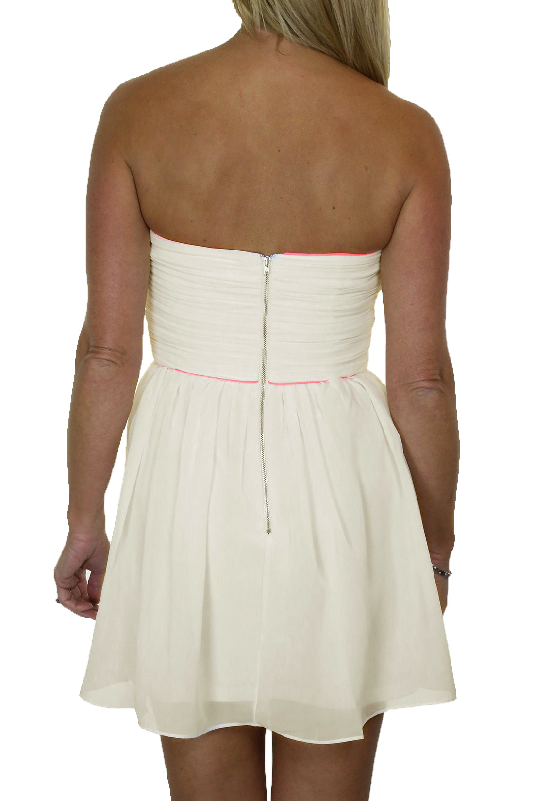 Strapless Skater Style Chiffon Dress Cream