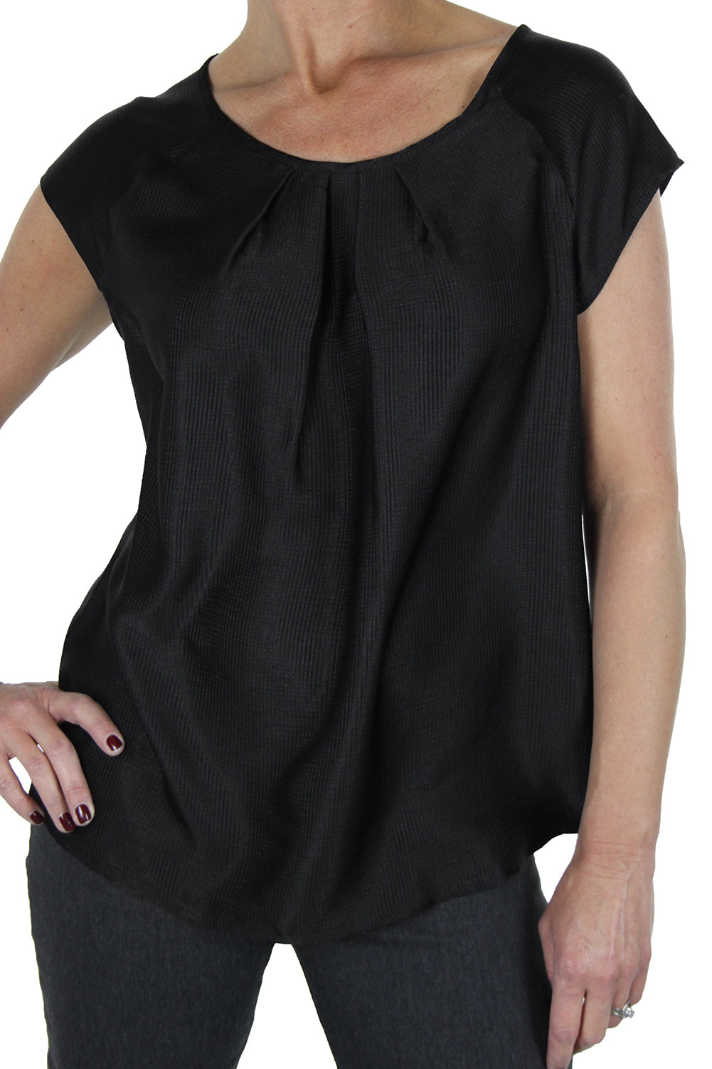 Silky Feel Textured Top With Shine Black