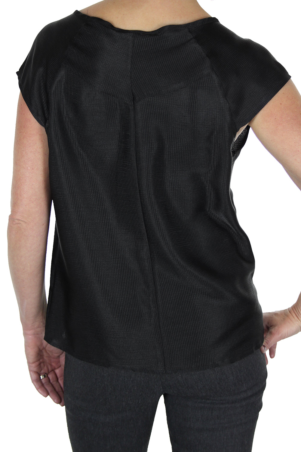 Silky Feel Textured Top With Shine Black