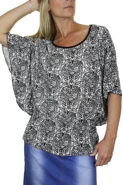 Batwing Style Sleeve Tunic Top White