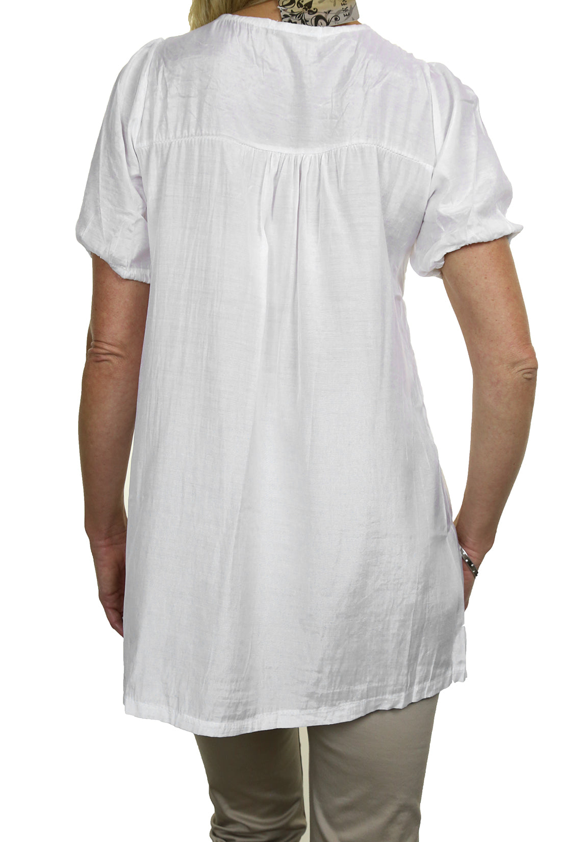 Tunic Top With Silver Bead Stud Detail White