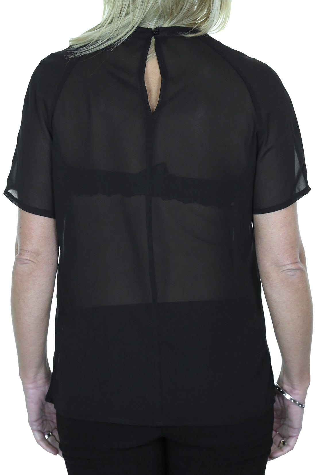 Pleated Fine Chiffon Top Black
