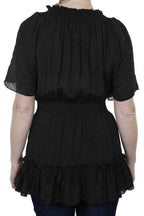 Gypsy Tunic Top Textured Sheen Fabric Black