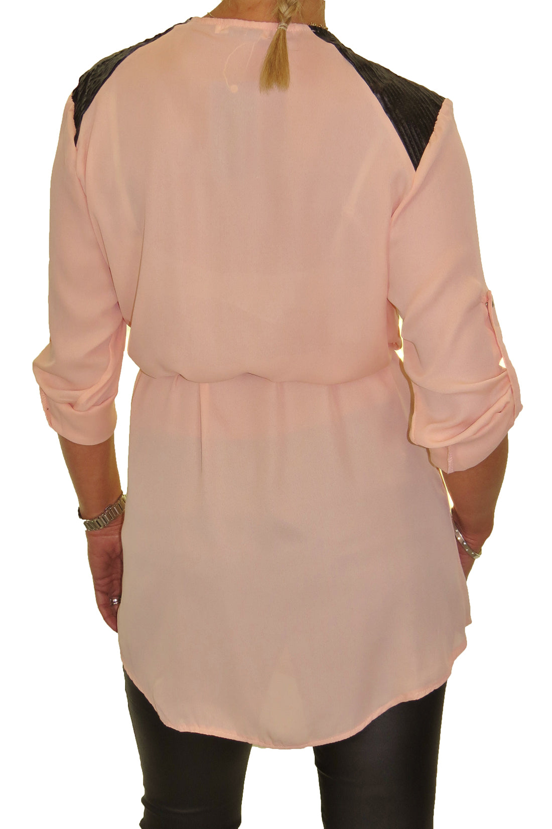Tunic Shirt Top Fine Georgette with Zip Detail Orange