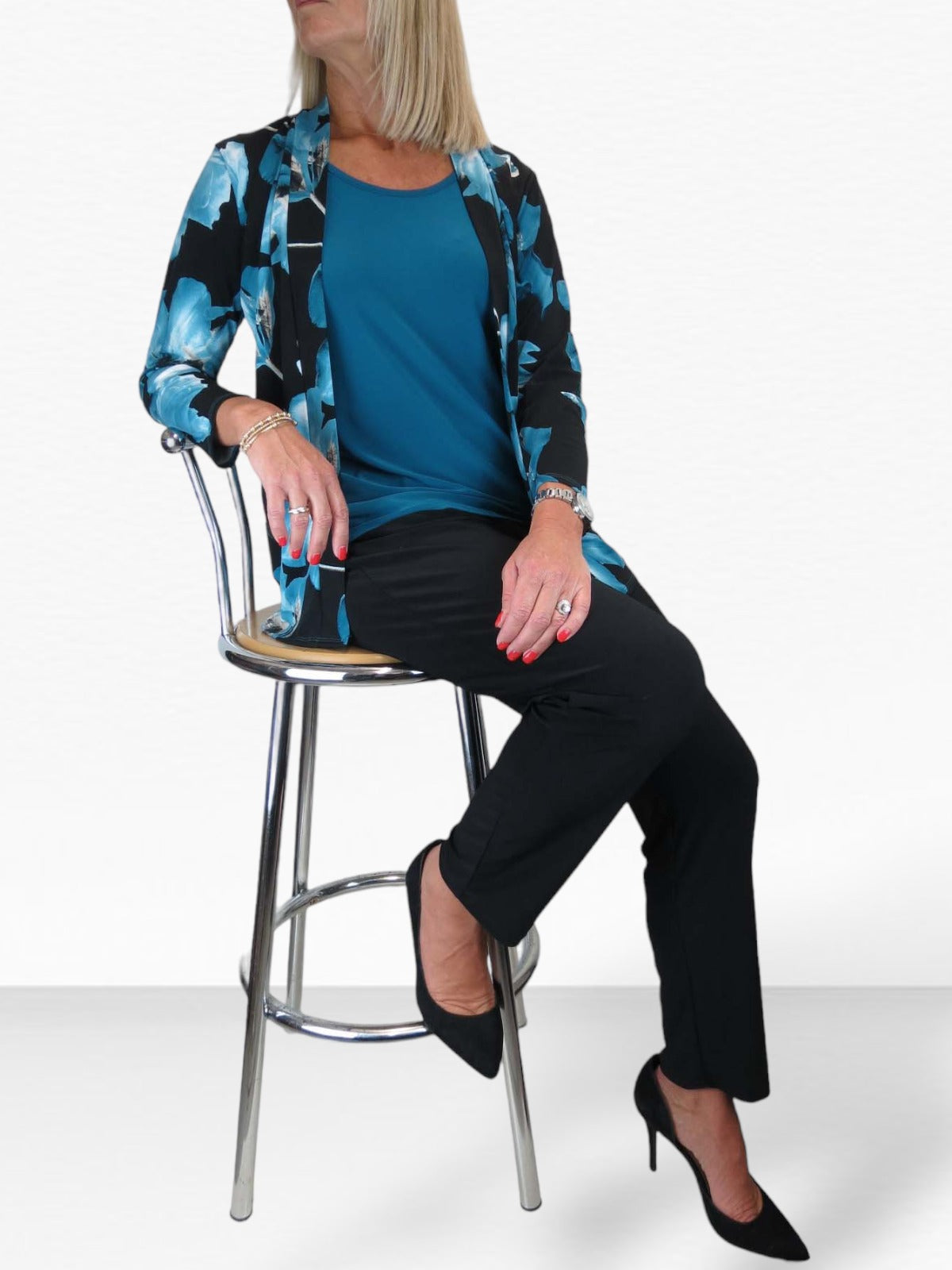 Women's 2 in 1 Cardigan With Attached Cami Top Turquoise