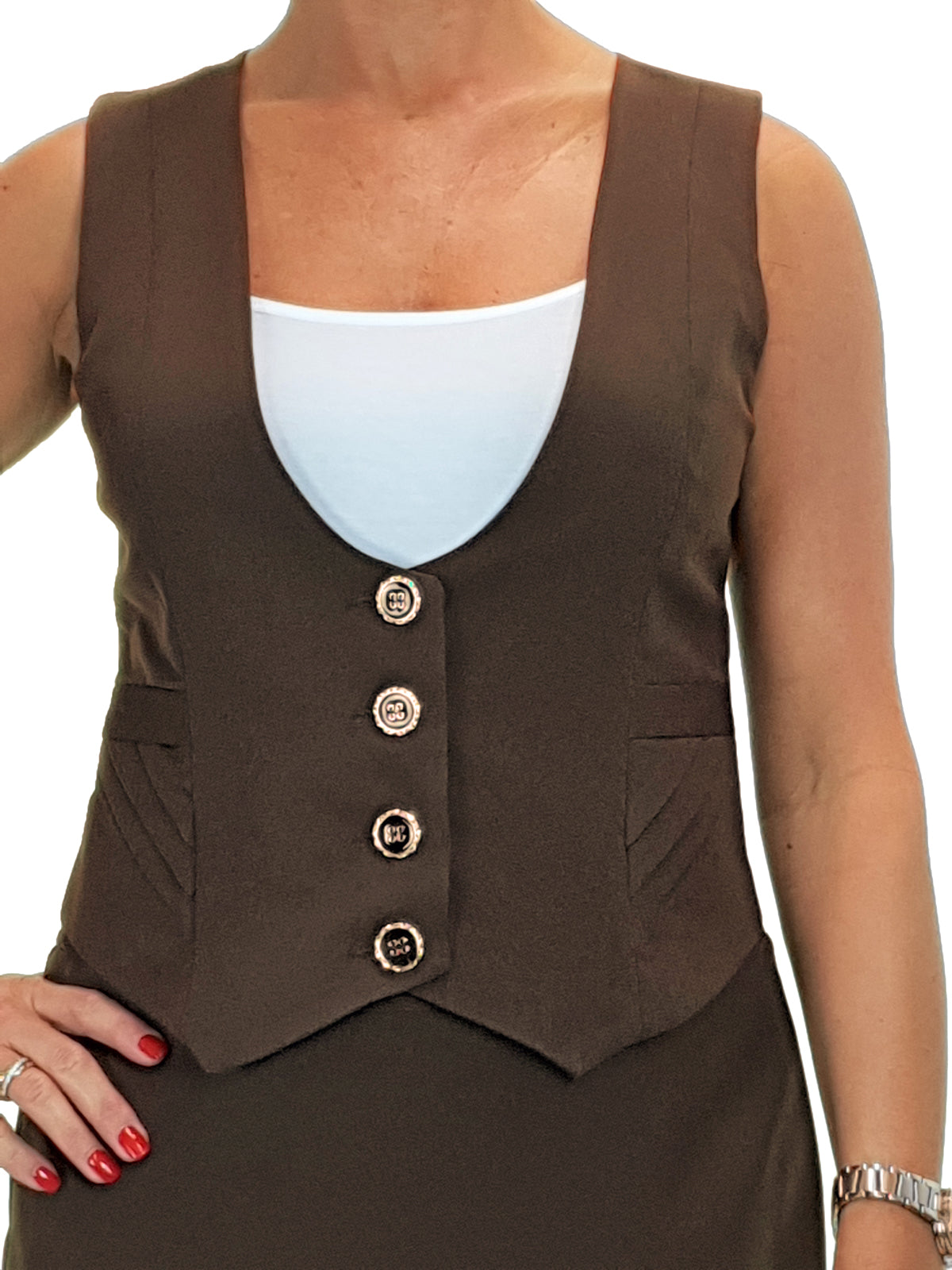 Smart Fully Lined Washable Waistcoat Brown-2