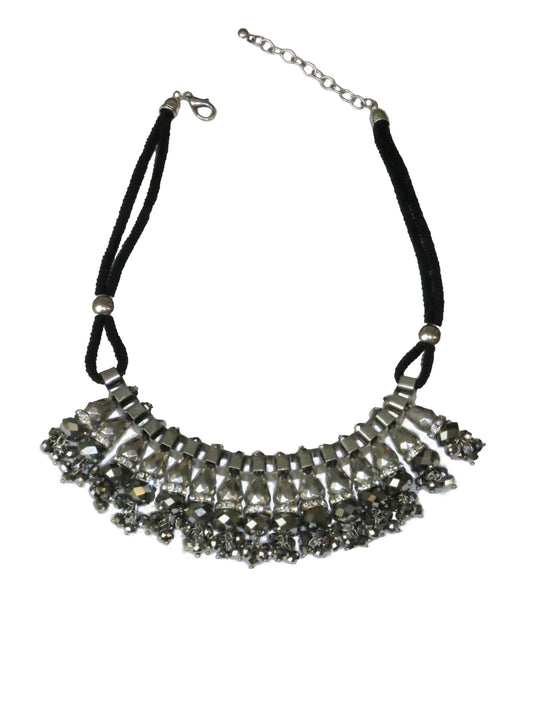 Diamante Tribal Necklace Silver