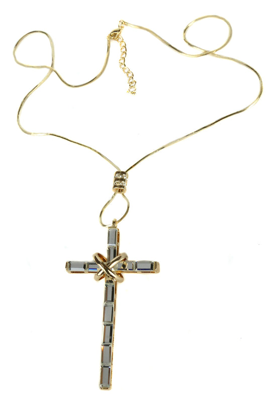 Cross Pendant Snake Chain Necklace Gold