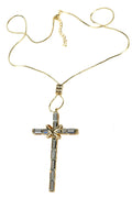 Cross Pendant Snake Chain Necklace Gold