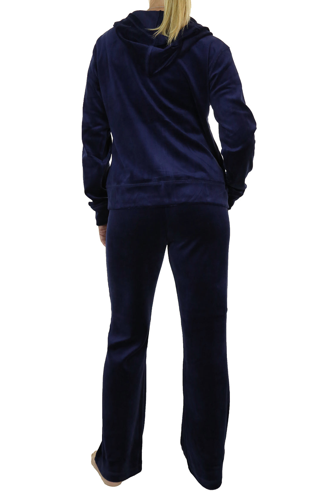 Soft Hooded Velour Tracksuit Blue