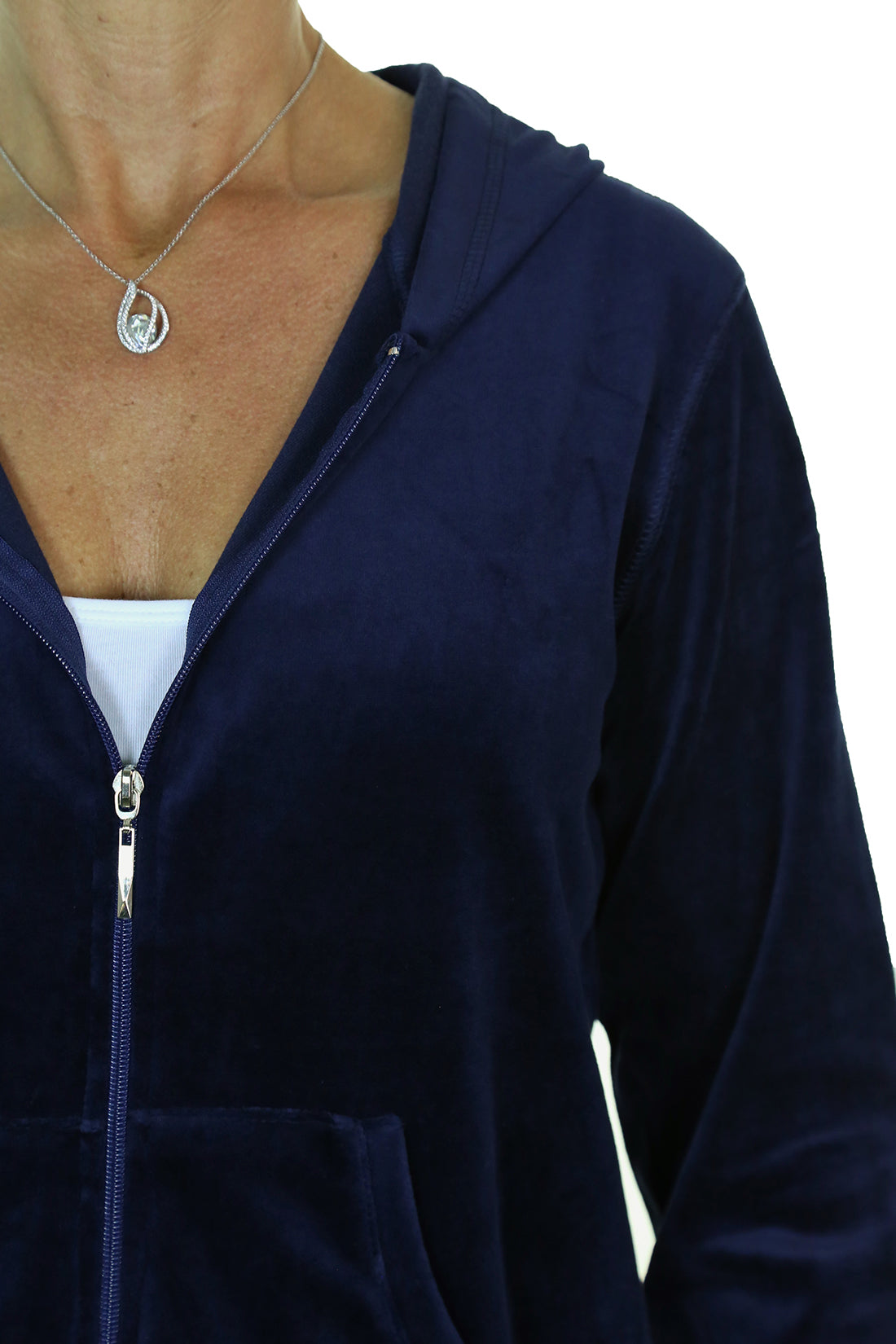 Soft Hooded Velour Tracksuit Blue