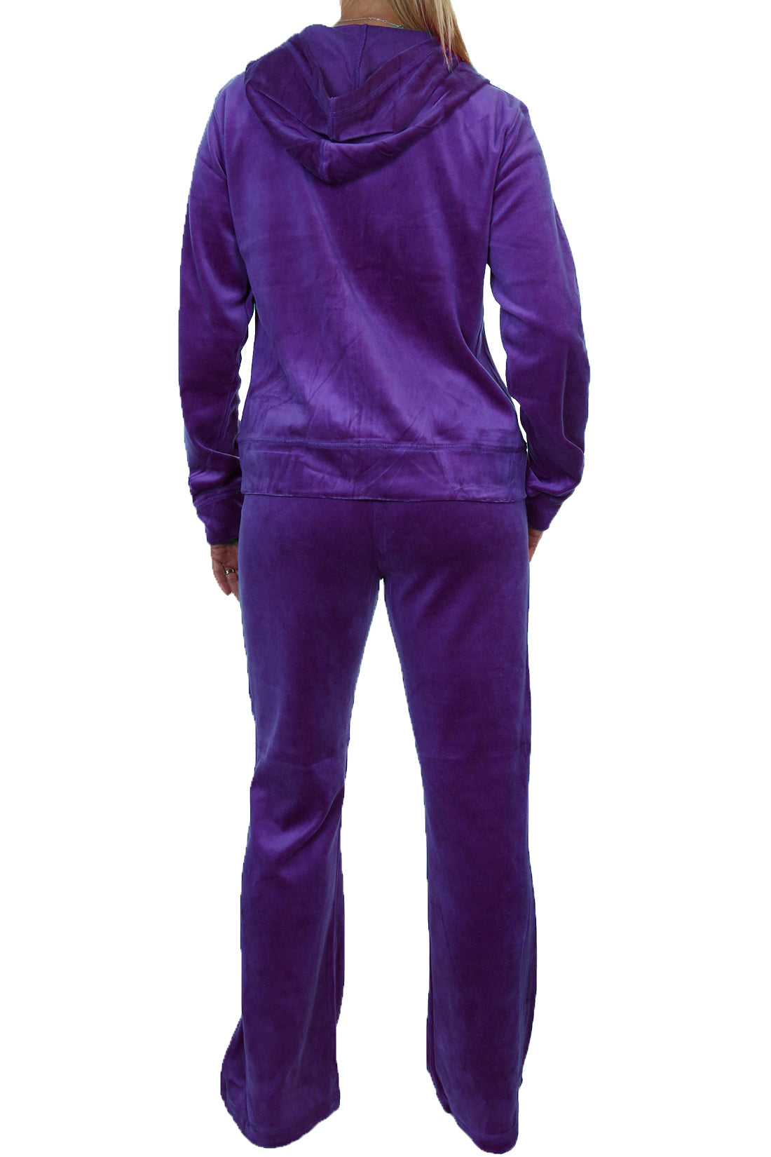 Soft Hooded Velour Tracksuit Purple